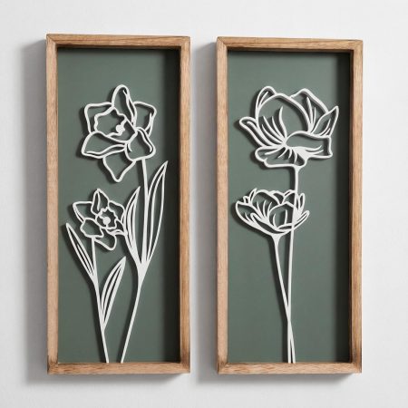 3D Floral Green Framed Wall Art for Home Decor